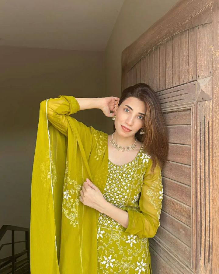 Green Fox Georgette Embroidery Sequence Work Sharara Suit And Dupatta Set