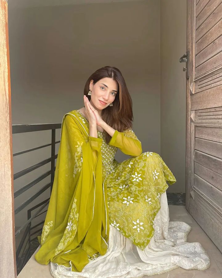 Green Fox Georgette Embroidery Sequence Work Sharara Suit And Dupatta Set