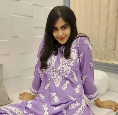 Adah Sharma Purple Rayon Chikankari Kurta With Palazzo