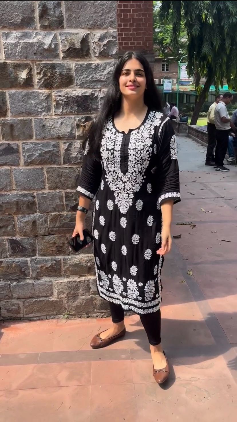 Sadia Black Rayon Cotton Chikankari Kurta