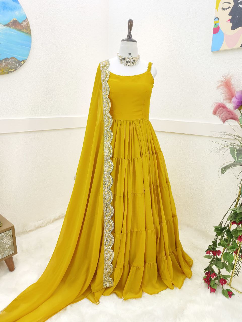 Rizaa Ruffle With Less anarkali suit set