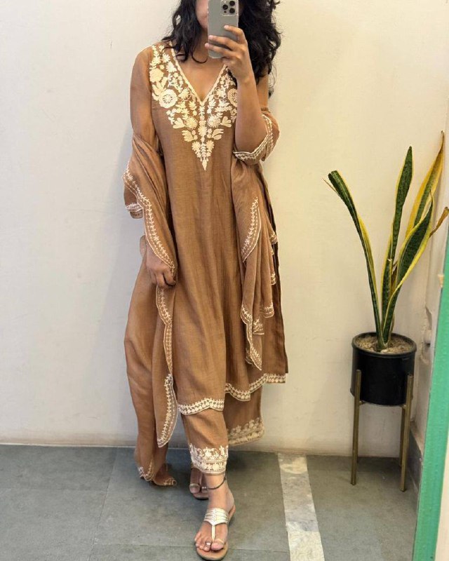 Kristie Cotton  Chikankari Kurta With Palazzo