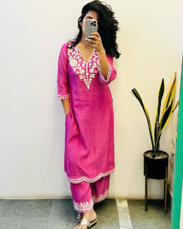 Kristie Cotton  Chikankari Kurta With Palazzo