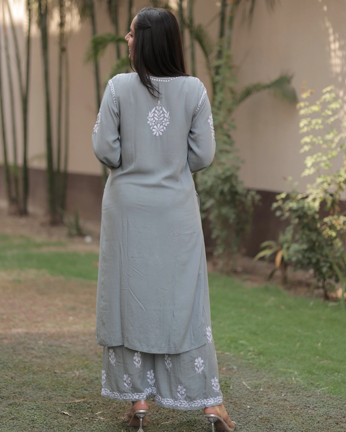 Chakrika Rayon Cotton Chikankari Kurta With Palazzo