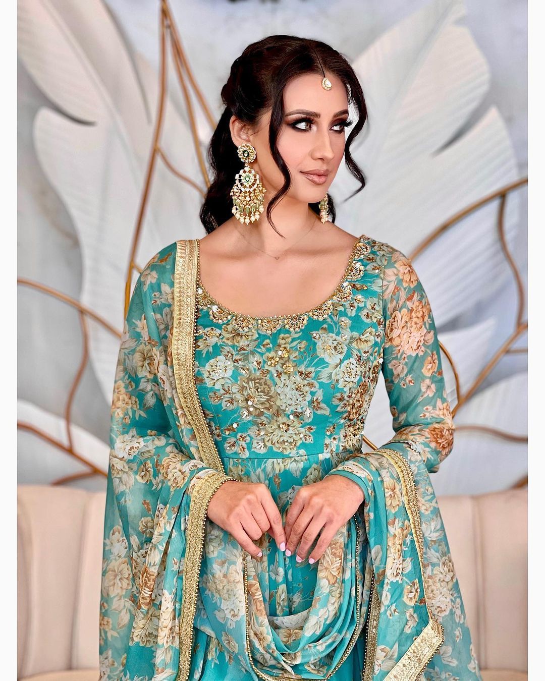 Light Sky Fox Georgette Embroidery Salwar Suit