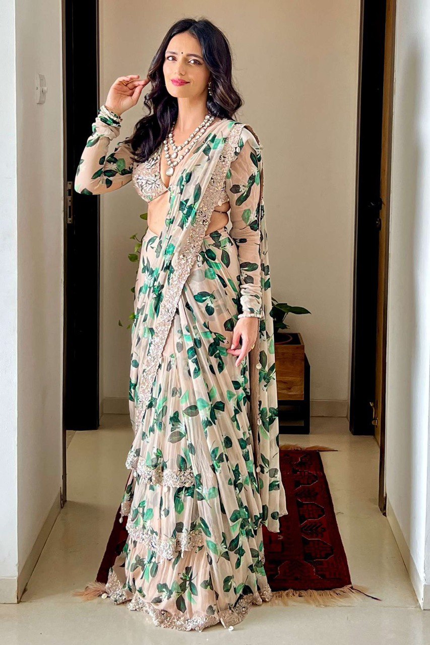 Floral ready to wear printed saree