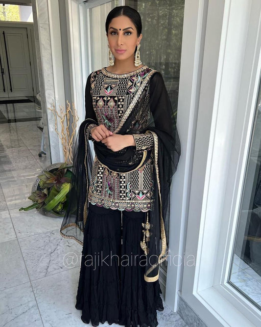 Black Georgette Embroidery Salwar Suit