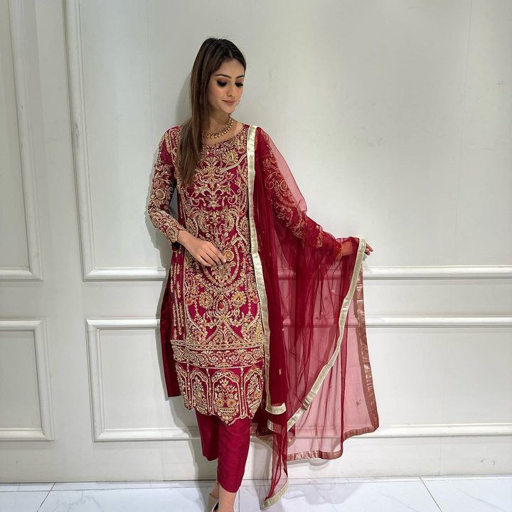 Red Fox Georgette Embroidery Salwar Suit