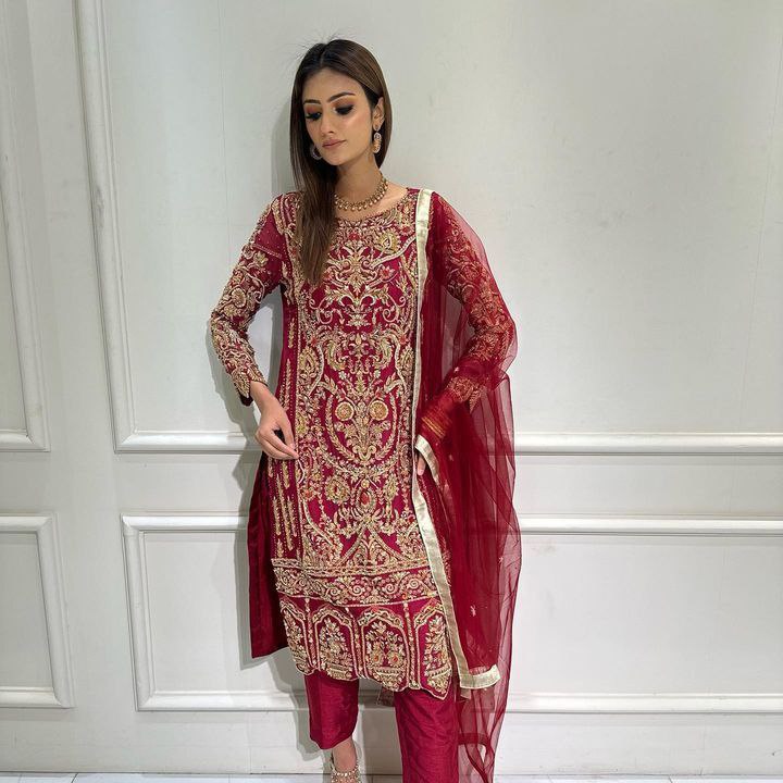 Red Fox Georgette Embroidery Salwar Suit