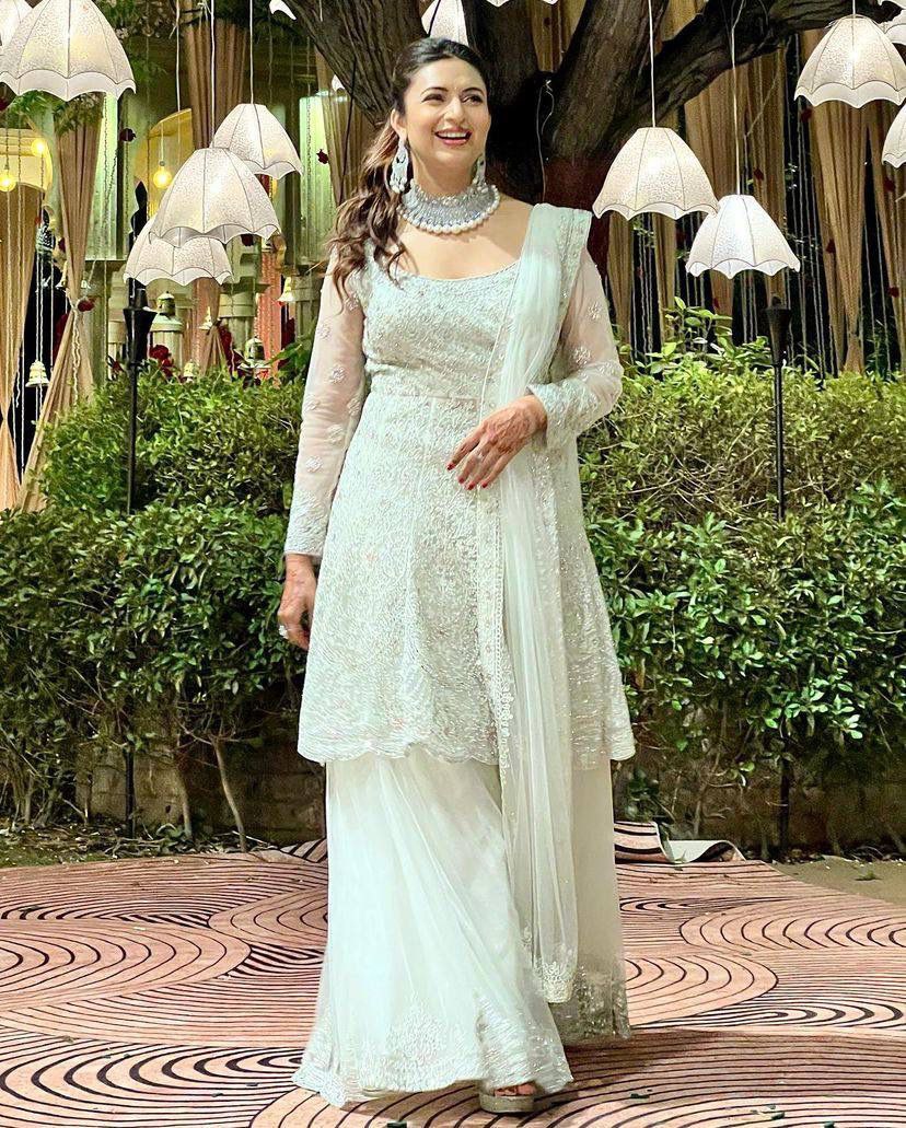 White Fox Georgette Embroidery Sharara Suit