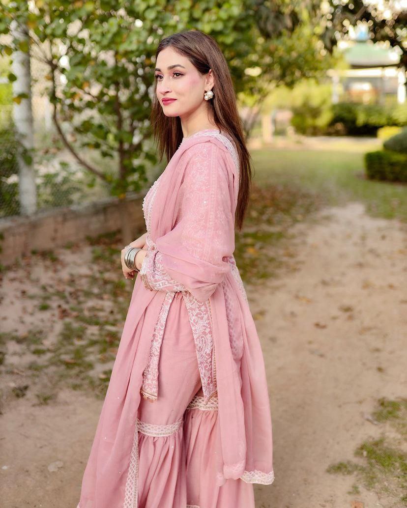 PInk Fox Georgette Embroidery Sharara Suit