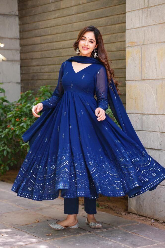 Blue Fox Georgette Embroidery Salwar Suit