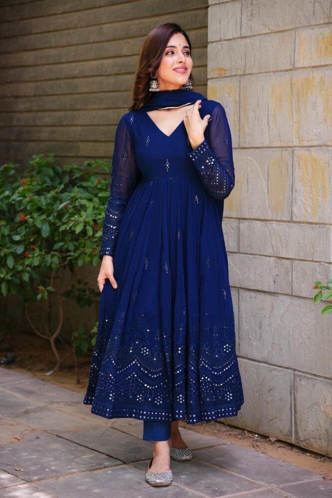 Blue Fox Georgette Embroidery Salwar Suit