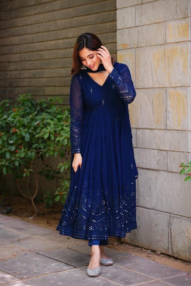 Blue Fox Georgette Embroidery Salwar Suit