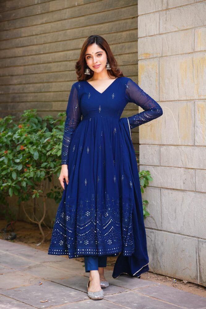 Blue Fox Georgette Embroidery Salwar Suit