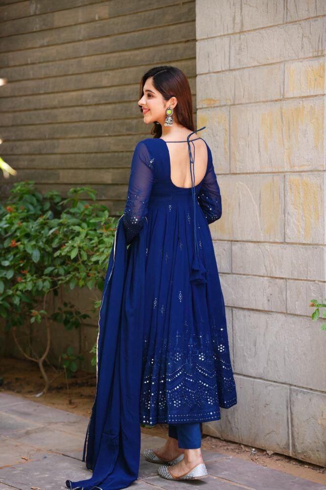 Blue Fox Georgette Embroidery Salwar Suit