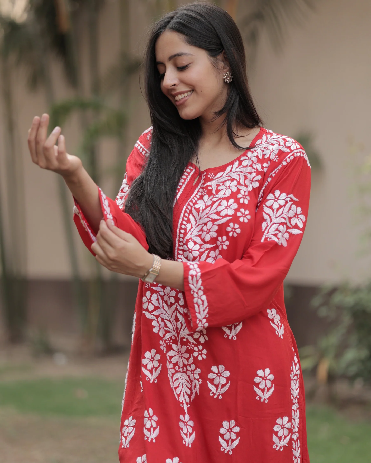 Chakrika Rayon Cotton Chikankari Kurta With Palazzo