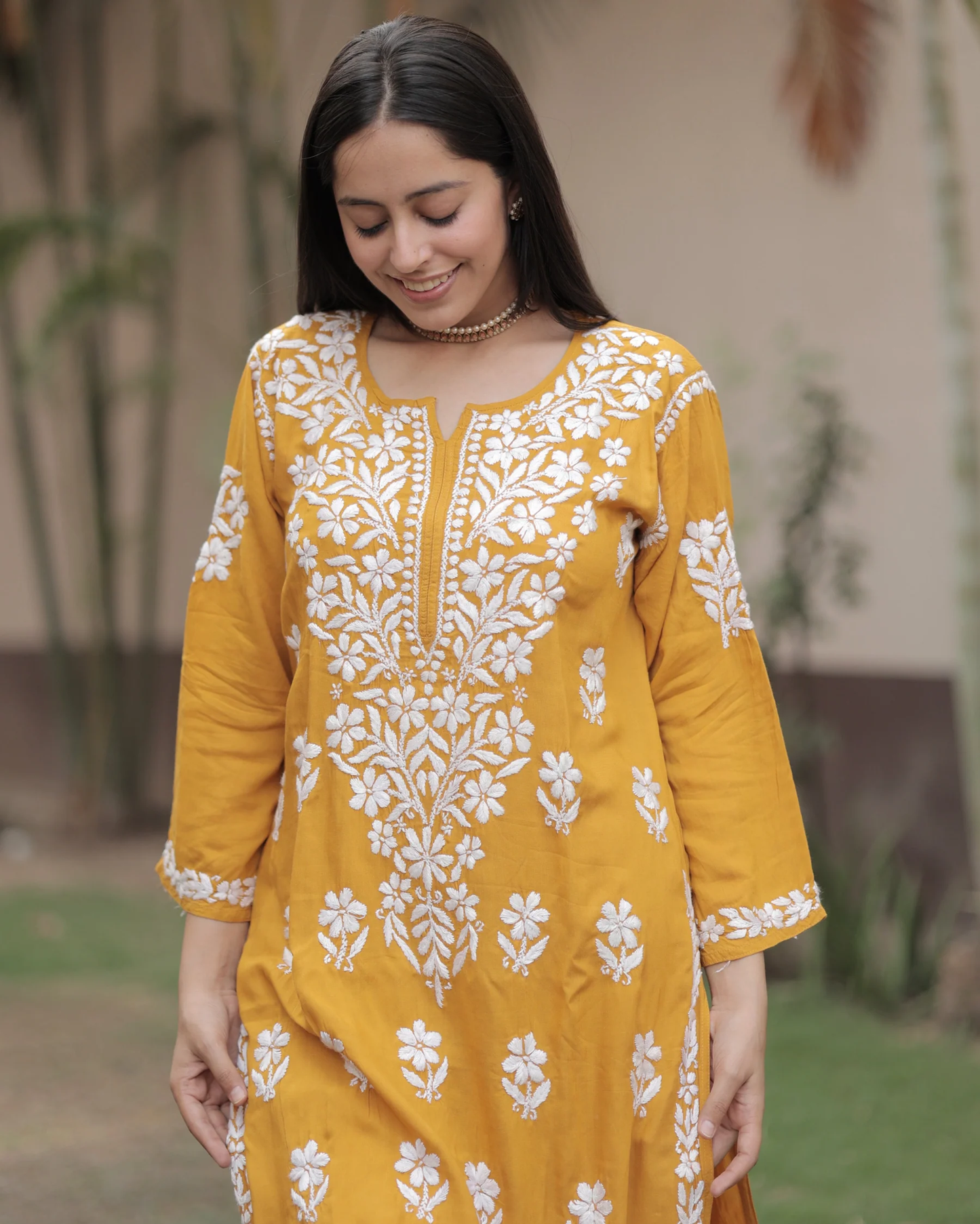 Chakrika Rayon Cotton Chikankari Kurta With Palazzo